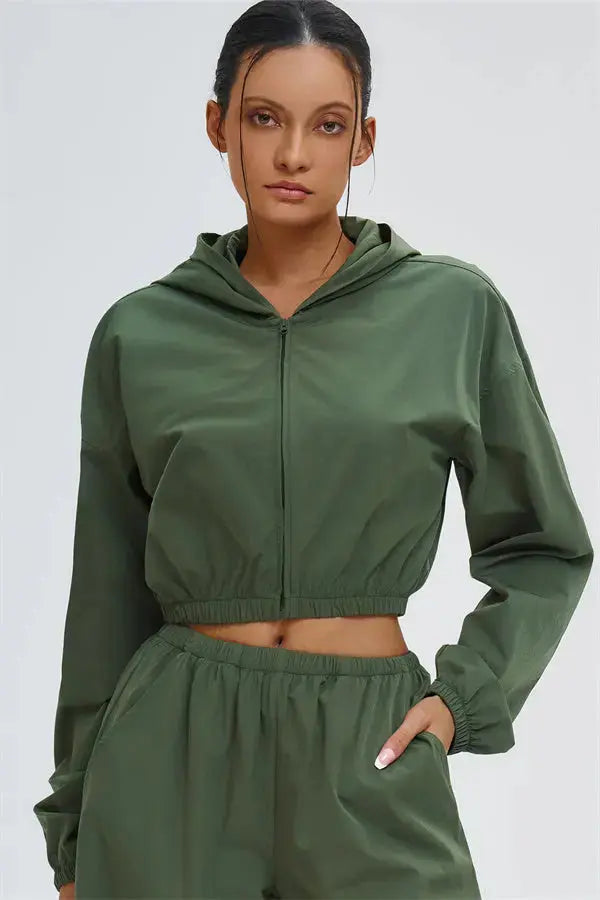 The Svelte UV protection Crop Hoodie Fitglutes Activewear Gymwear Sportswear & Workout Clothes