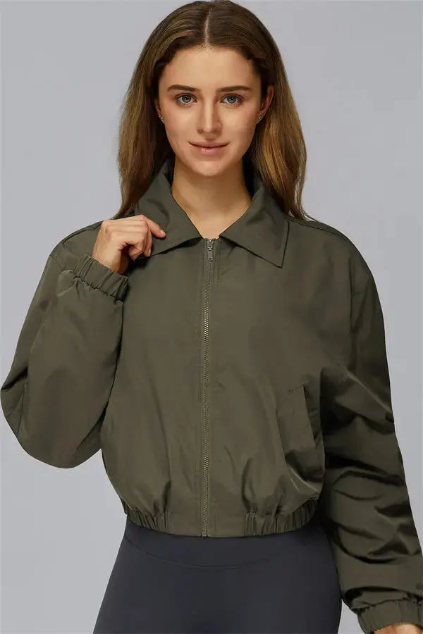 The Elle Form Crop Zip Jacket Fitglutes Activewear Gymwear Sportswear & Workout Clothes