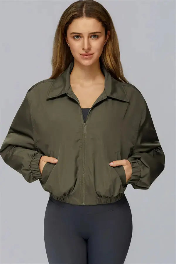 The Elle Form Crop Zip Jacket Fitglutes Activewear Gymwear Sportswear & Workout Clothes