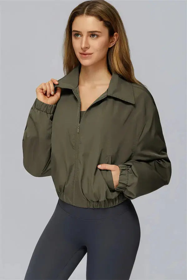 The Elle Form Crop Zip Jacket Fitglutes Activewear Gymwear Sportswear & Workout Clothes