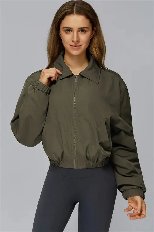 The Elle Form Crop Zip Jacket Fitglutes Activewear Gymwear Sportswear & Workout Clothes