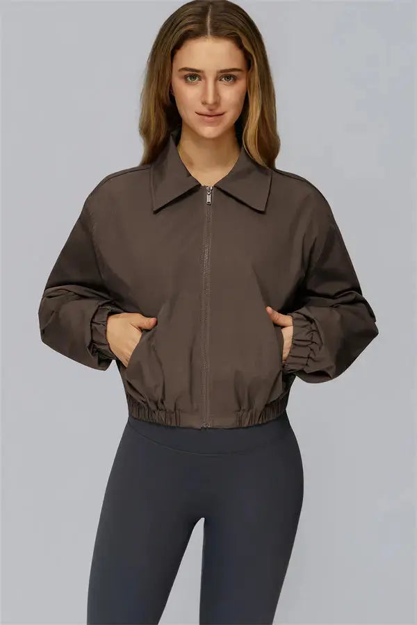 The Elle Form Crop Zip Jacket Fitglutes Activewear Gymwear Sportswear & Workout Clothes