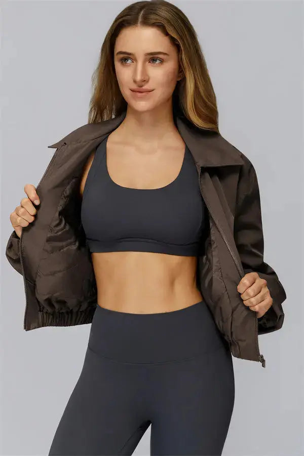 The Elle Form Crop Zip Jacket Fitglutes Activewear Gymwear Sportswear & Workout Clothes
