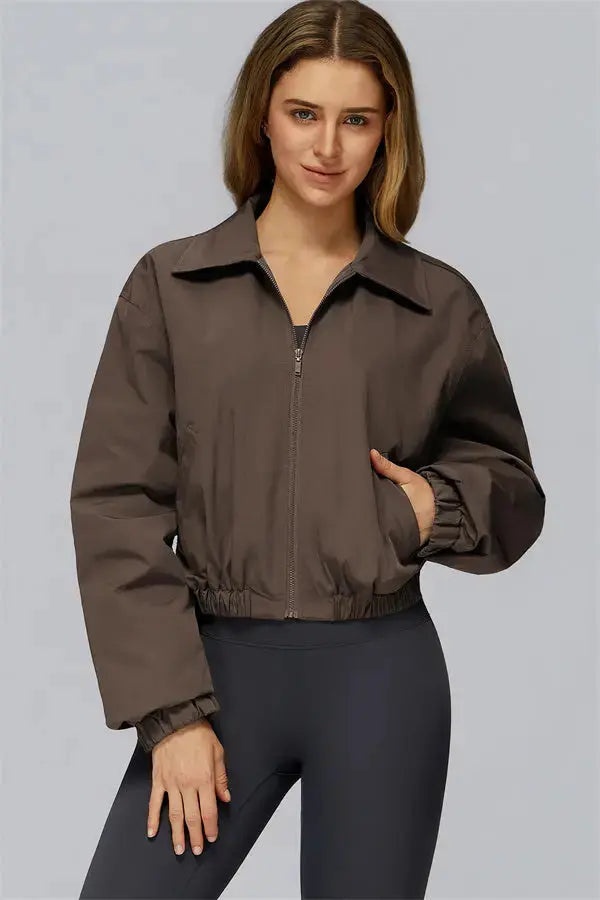The Elle Form Crop Zip Jacket Fitglutes Activewear Gymwear Sportswear & Workout Clothes