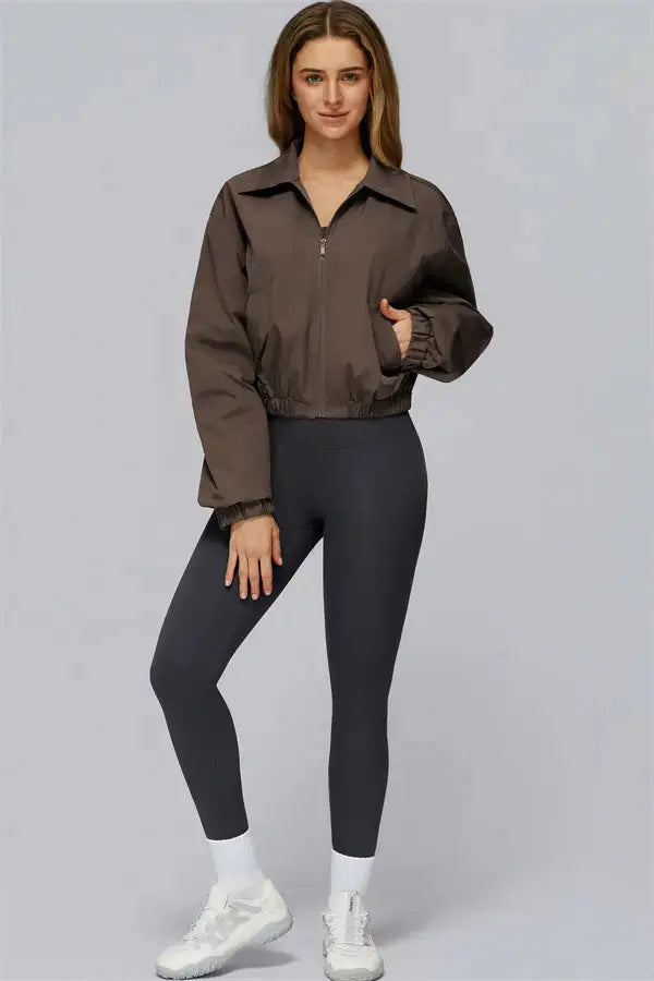 The Elle Form Crop Zip Jacket Fitglutes Activewear Gymwear Sportswear & Workout Clothes