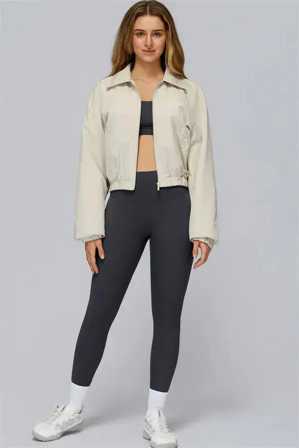 The Elle Form Crop Zip Jacket Fitglutes Activewear Gymwear Sportswear & Workout Clothes
