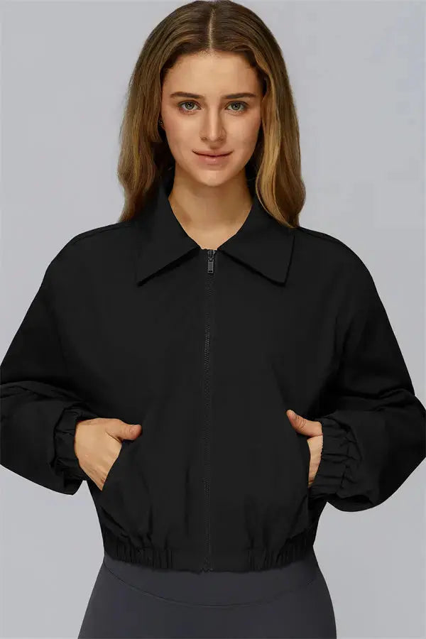 The Elle Form Crop Zip Jacket Fitglutes Activewear Gymwear Sportswear & Workout Clothes