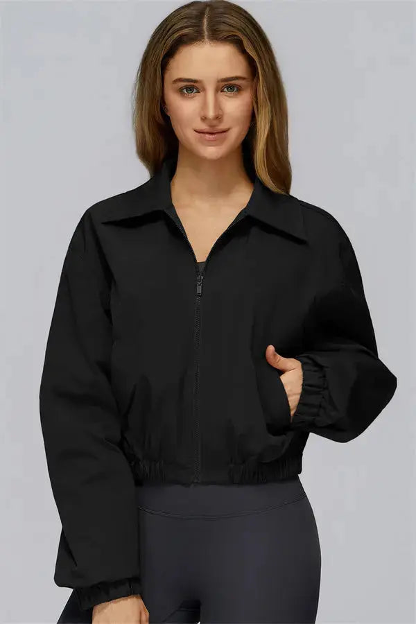 The Elle Form Crop Zip Jacket Fitglutes Activewear Gymwear Sportswear & Workout Clothes