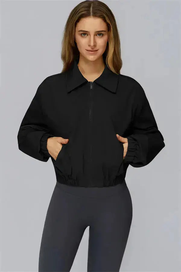 The Elle Form Crop Zip Jacket Fitglutes Activewear Gymwear Sportswear & Workout Clothes