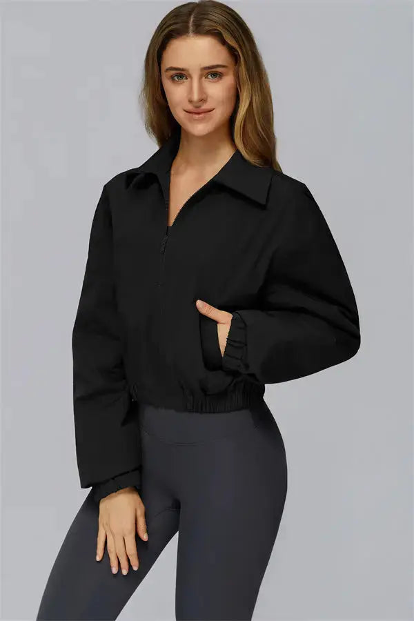 The Elle Form Crop Zip Jacket Fitglutes Activewear Gymwear Sportswear & Workout Clothes
