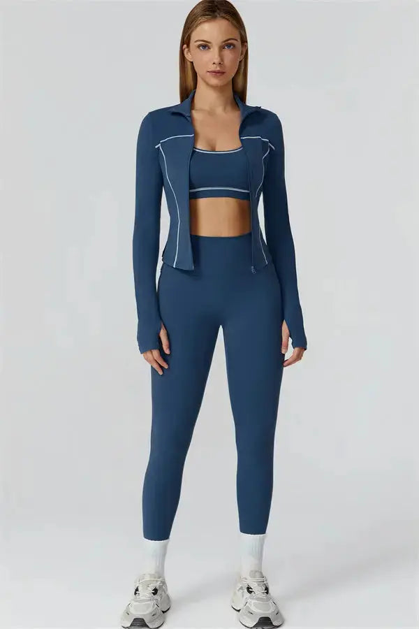 The Venus Zip Top Leggings 2-Piece Set Fitglutes Activewear Gymwear Sportswear & Workout Clothes