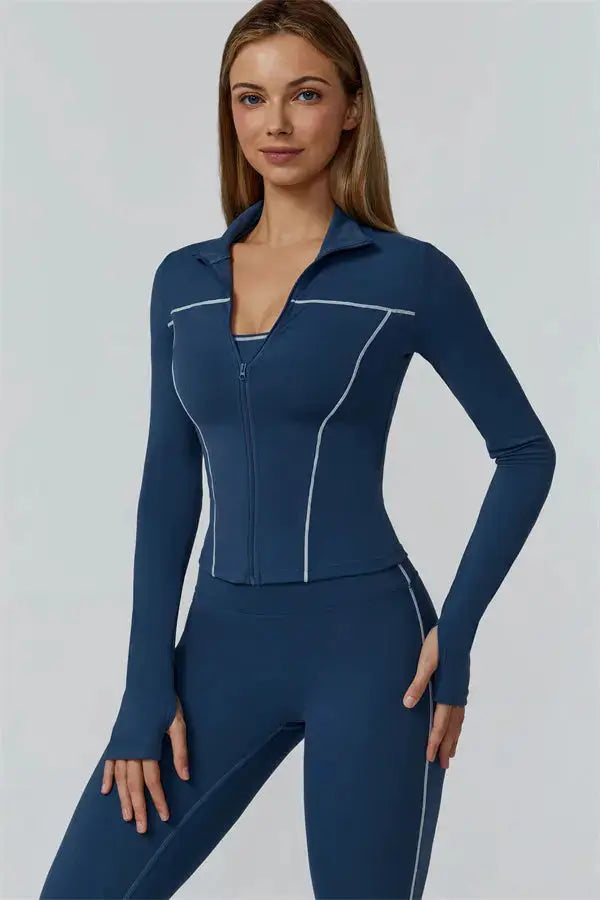 The Venus Zip Top Sports Bra Leggings 3-Piece Set Fitglutes Activewear Gymwear Sportswear & Workout Clothes