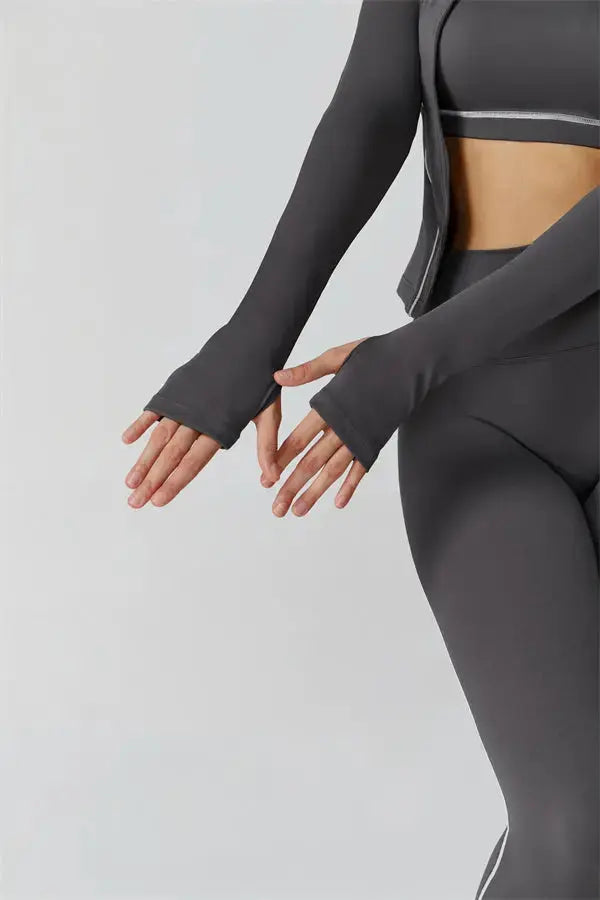 The Venus Zip Top Sports Bra Leggings 3-Piece Set Fitglutes Activewear Gymwear Sportswear & Workout Clothes