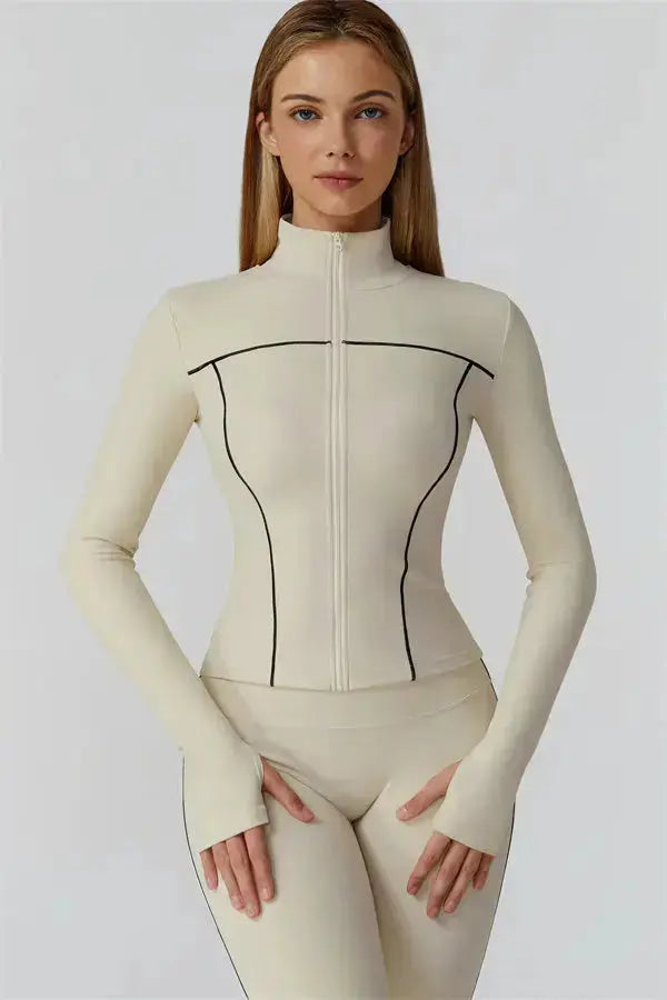 The Venus Zip Top Sports Bra Leggings 3-Piece Set Fitglutes Activewear Gymwear Sportswear & Workout Clothes