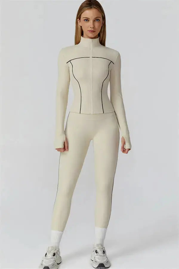 The Venus Zip Top Sports Bra Leggings 3-Piece Set Fitglutes Activewear Gymwear Sportswear & Workout Clothes