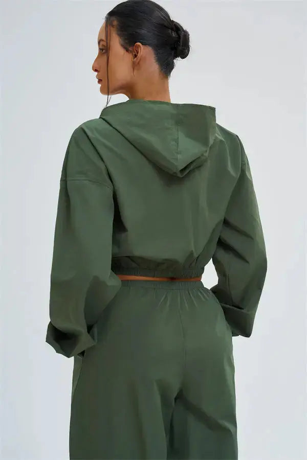 The Svelte UV protection Crop Hoodie Sweatpants 2-Piece Set Fitglutes Activewear Gymwear Sportswear & Workout Clothes