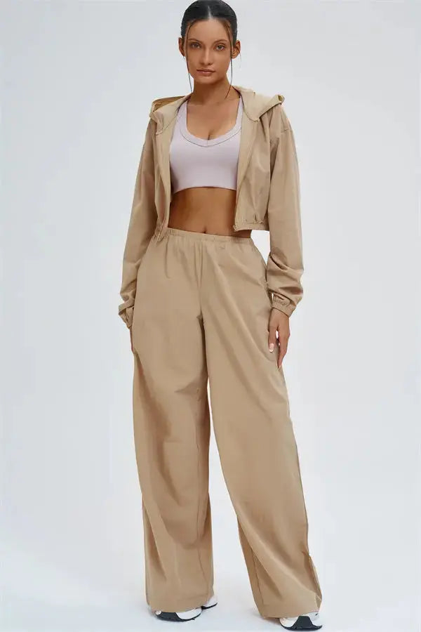 The Svelte UV protection Crop Hoodie Sweatpants 2-Piece Set Fitglutes Activewear Gymwear Sportswear & Workout Clothes