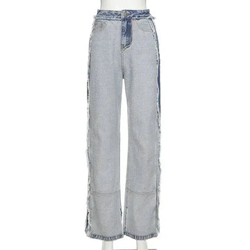 Flairé™ High Waist Straight Leg Jeans – Women’s Classic Blue Denim Pants