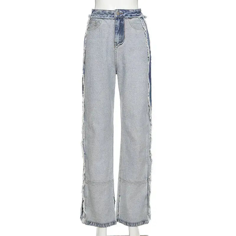 Flairé™ High Waist Straight Leg Jeans – Women’s Classic Blue Denim Pants