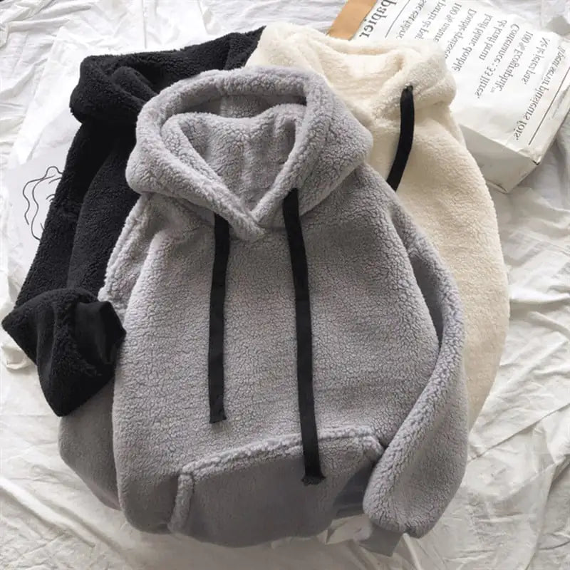 Lamb Wool Hooded Sweater for Women | Korean Style Autumn & Winter Pullover