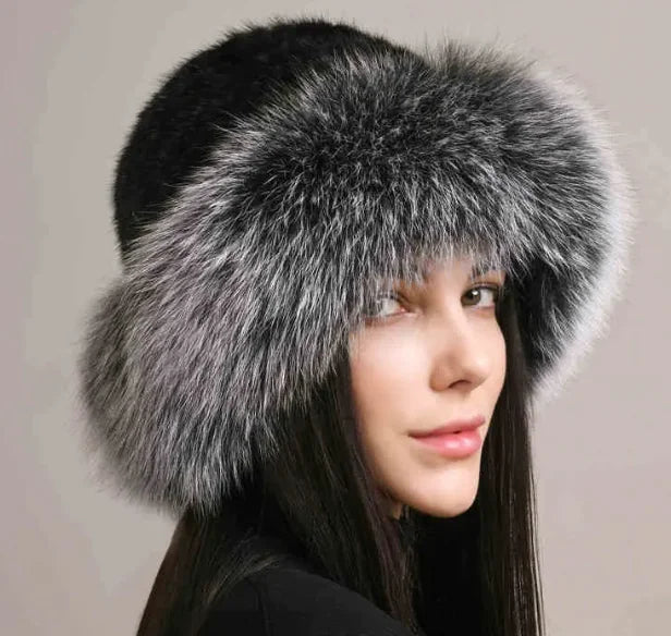 Luxury Mink Hair Hat – Elegant Braided Winter Fur Cap for Women