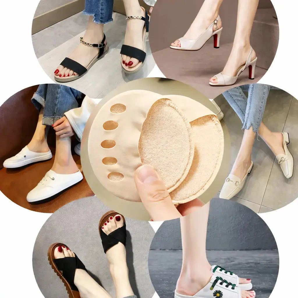 Hypes Inventory forefoot pads for high heels with 5-toe cushion insoles, designed to provide comfort and support for high heel wearers.