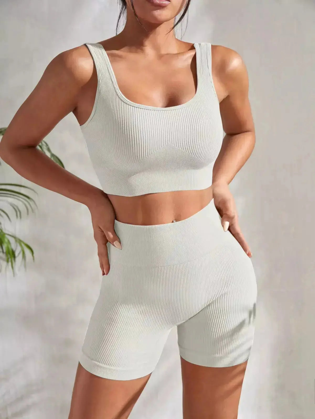 Women’s Flaire™ seamless high waist yoga set from Hypes Inventory, featuring a fitted sports bra and matching leggings for activewear.