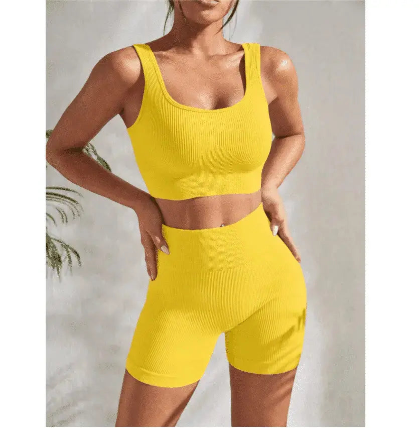 Women’s Flaire™ seamless high waist yoga set from Hypes Inventory, featuring a fitted sports bra and matching leggings in activewear style.