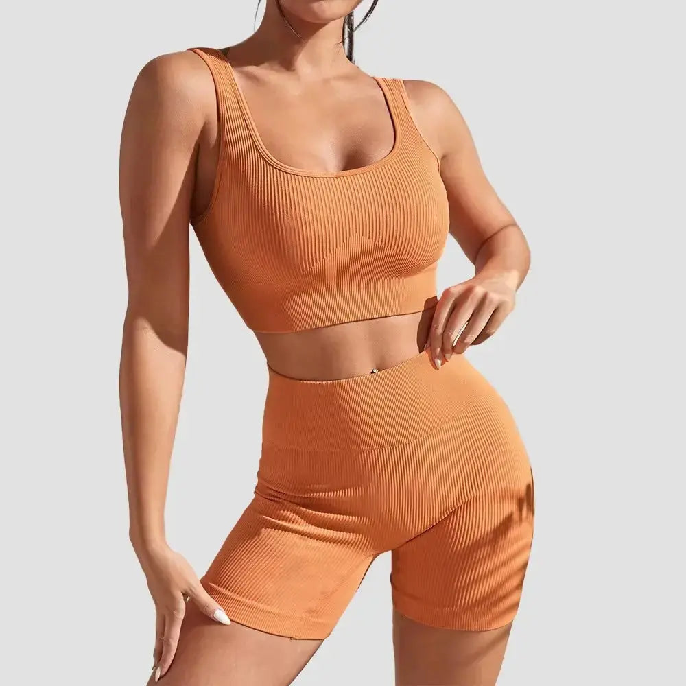 Women’s Flaire™ seamless high waist yoga set by Hypes Inventory, featuring a fitted activewear set in breathable fabric for workouts.