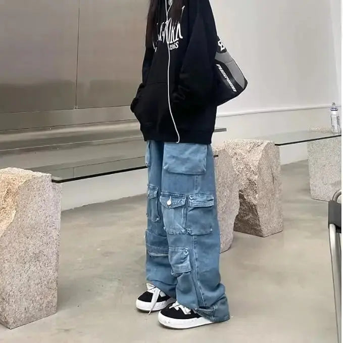 Retro Baggy Cargo Pants | Y2K High-Waisted Streetwear with Pockets for Women Hypes Inventory