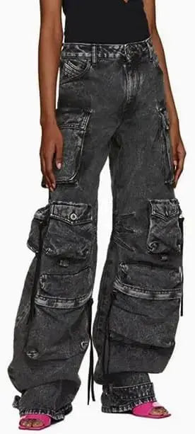 Retro Baggy Cargo Pants | Y2K High-Waisted Streetwear with Pockets for Women Hypes Inventory
