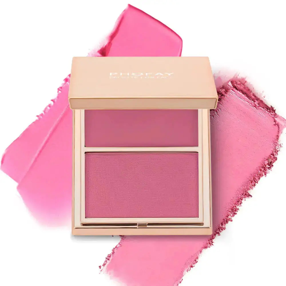 Hypes Inventory PHOFAY blush duo with cream and powder shades, showcasing a buildable blush set for a radiant glow.