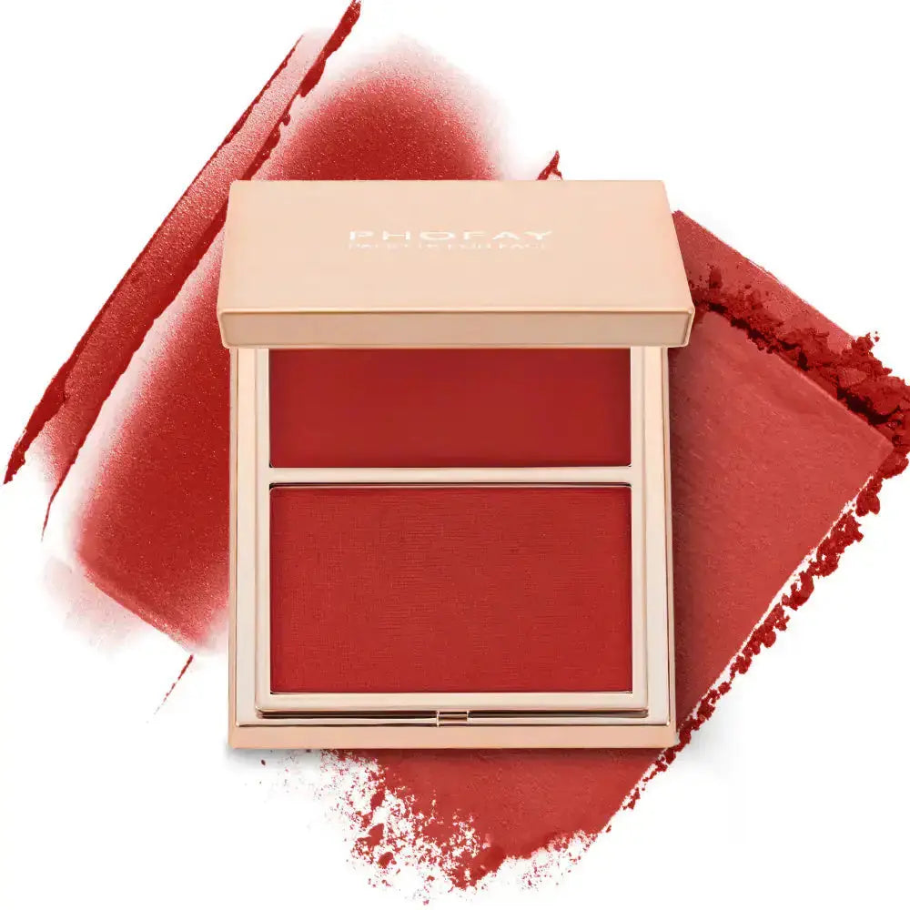 Hypes Inventory PHOFAY blush duo with cream and powder shades for a radiant, buildable glow in a compact makeup set.