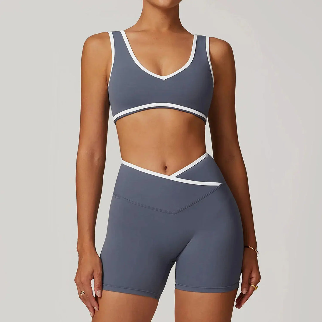 Women’s Flaire™ Cross High Waist Yoga Set by Hypes Inventory, includes matching sports bra and leggings for fitness and workout.