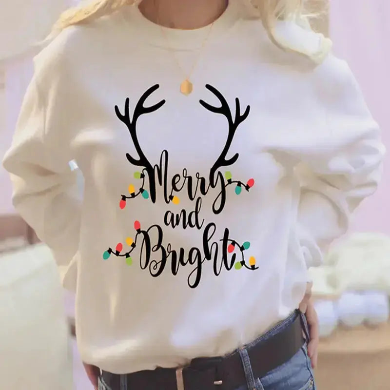 Women’s Christmas Sweatshirt | Long Sleeve Crew Neck Holiday Top – Festive & Cozy Hypes Inventory