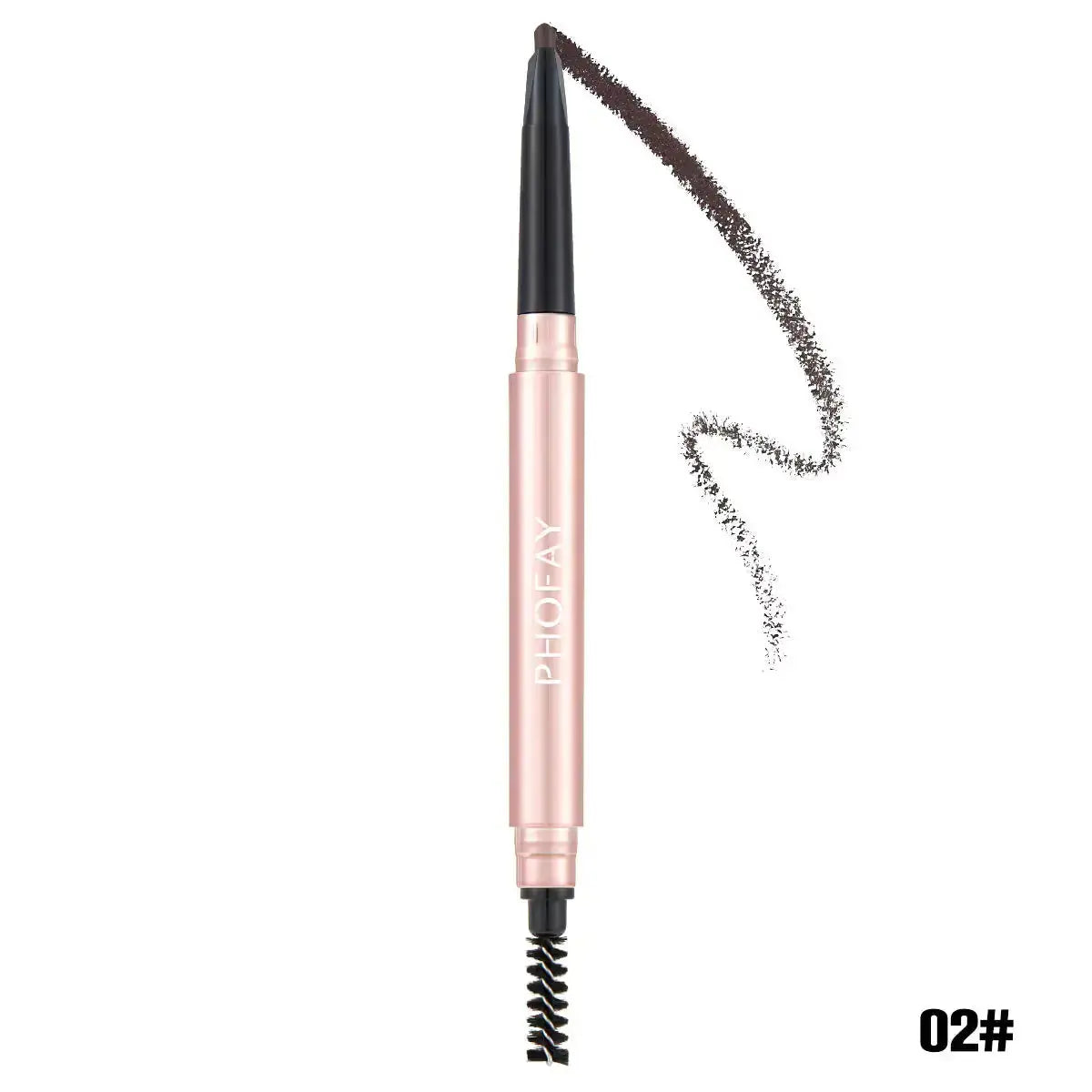 Hypes Inventory PHOFAY waterproof eyebrow pencil with spoolie for natural, defined brows, shown in a close-up image.