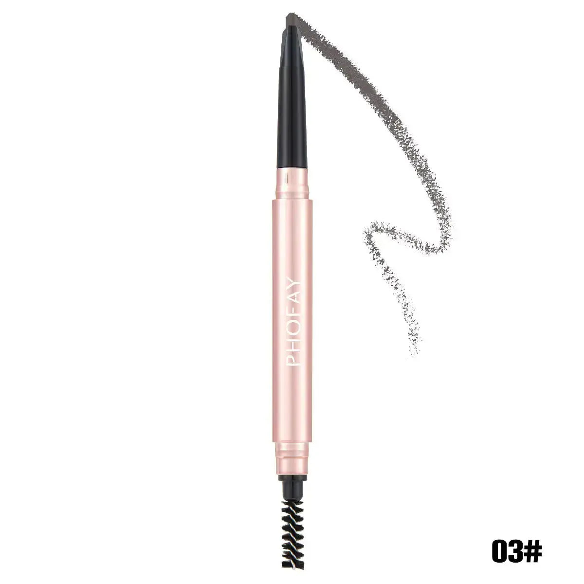 Hypes Inventory PHOFAY waterproof eyebrow pencil with spoolie for natural, well-defined brows, shown in a close-up image.