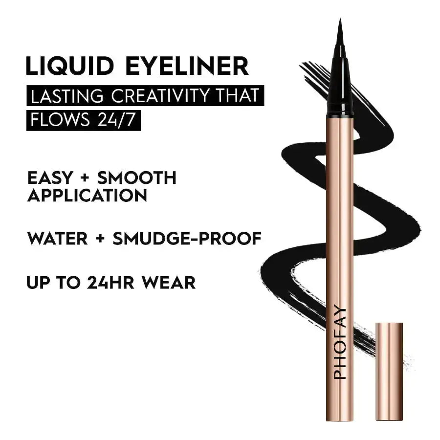 Hypes Inventory waterproof liquid eyeliner pen with smudge-proof black ink, designed for precise eye makeup application.