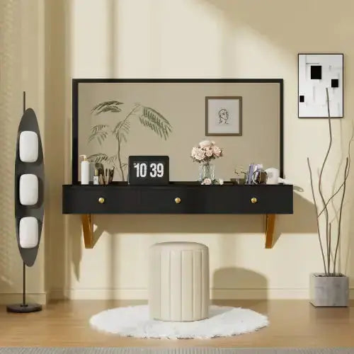 Floating Shelf With Drawer, Multi-Purpose Wall-Mounted Vanity Table, Mounted Desk, Floating Table For Bedroom Hypes Inventory