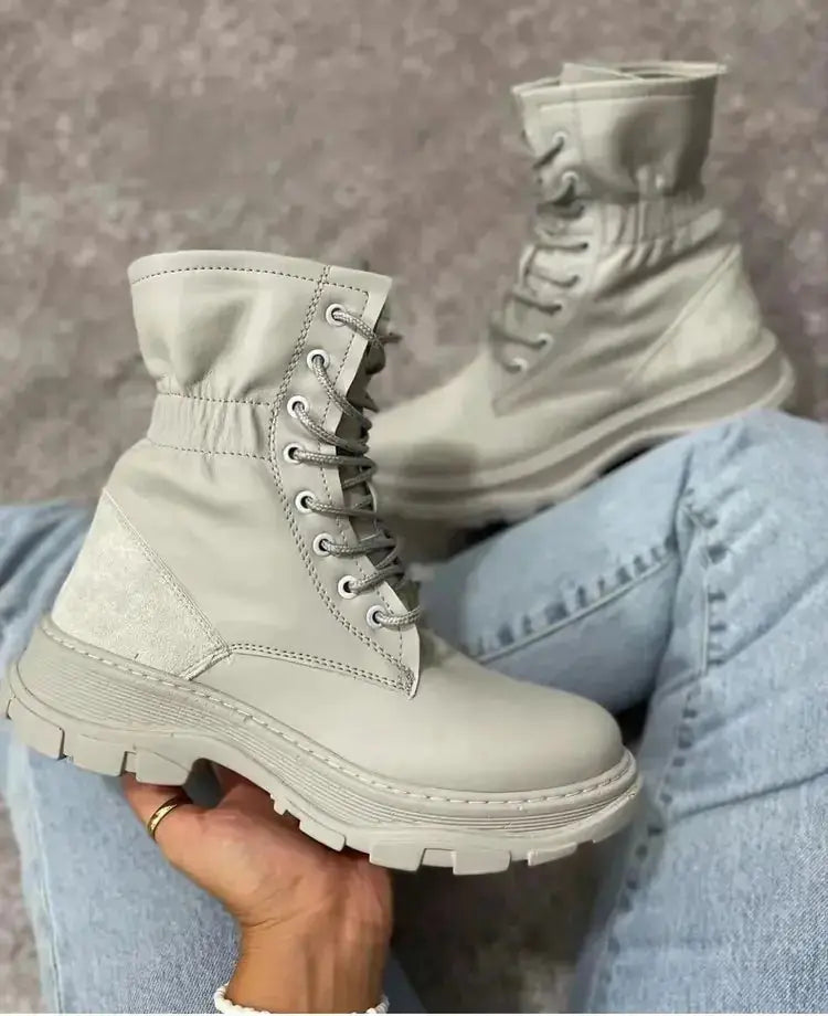 Women’s Winter Round Toe Mid-Tube Martin Boots – Warm Viscose Long Boots with Thick Heel Hypes Inventory