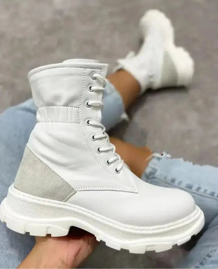 Women’s Winter Round Toe Mid-Tube Martin Boots – Warm Viscose Long Boots with Thick Heel Hypes Inventory
