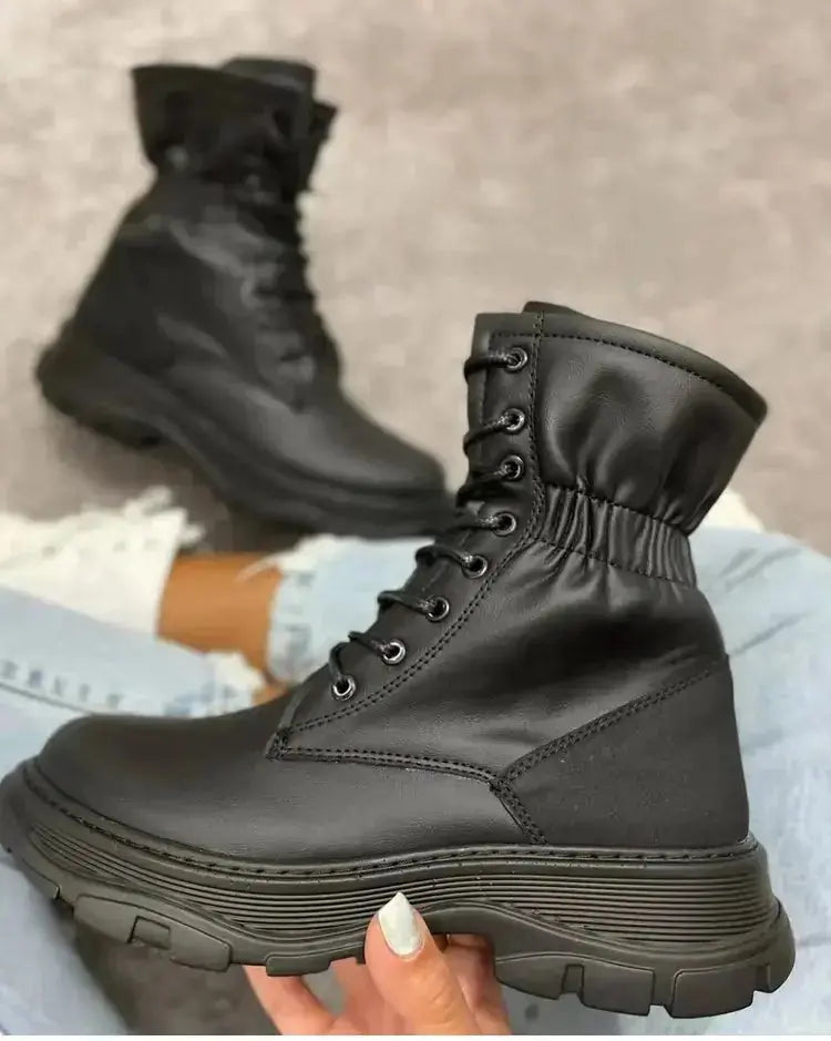 Women’s Winter Round Toe Mid-Tube Martin Boots – Warm Viscose Long Boots with Thick Heel Hypes Inventory