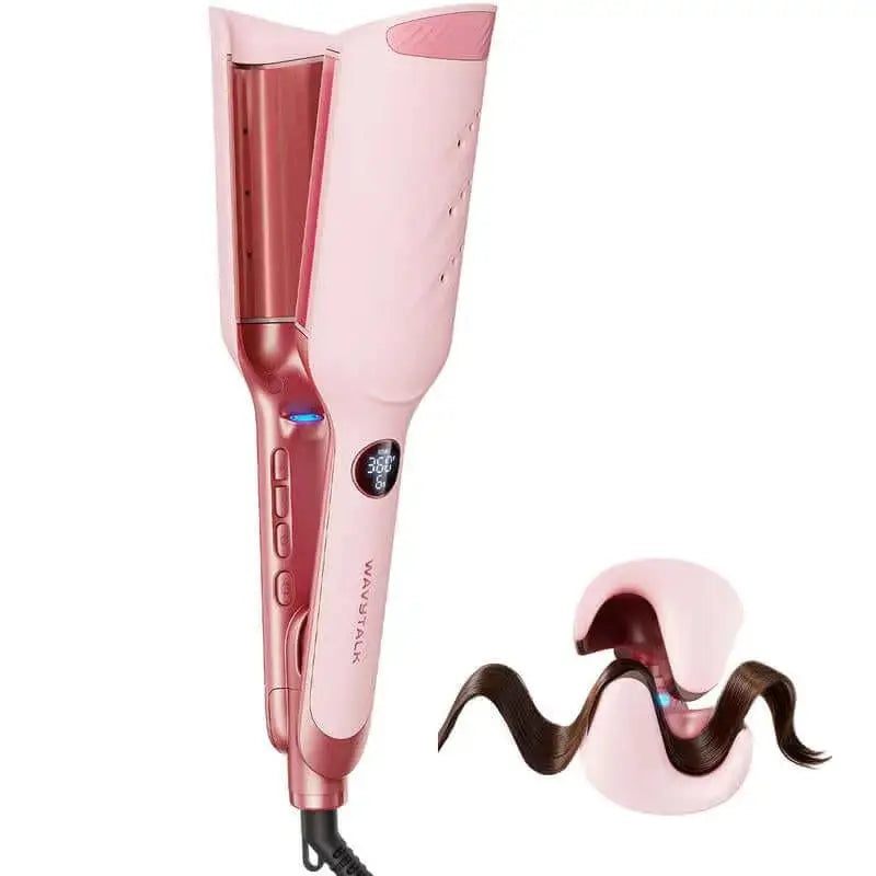 Wavytalk Power Wave Hair Crimper & Curling Wand for Beach Waves with Ionic Technology, Dual Voltage & Lightweight Design, Reducing Frizz & Damage, Perfect for Travel
