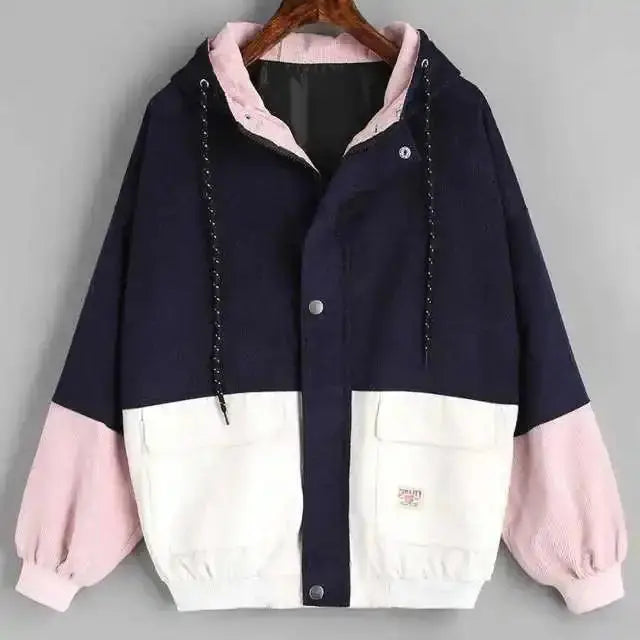 Unisex Oversized Corduroy Patchwork Jacket | Warm Retro Colorblock Coat for Autumn & Winter Hypes Inventory