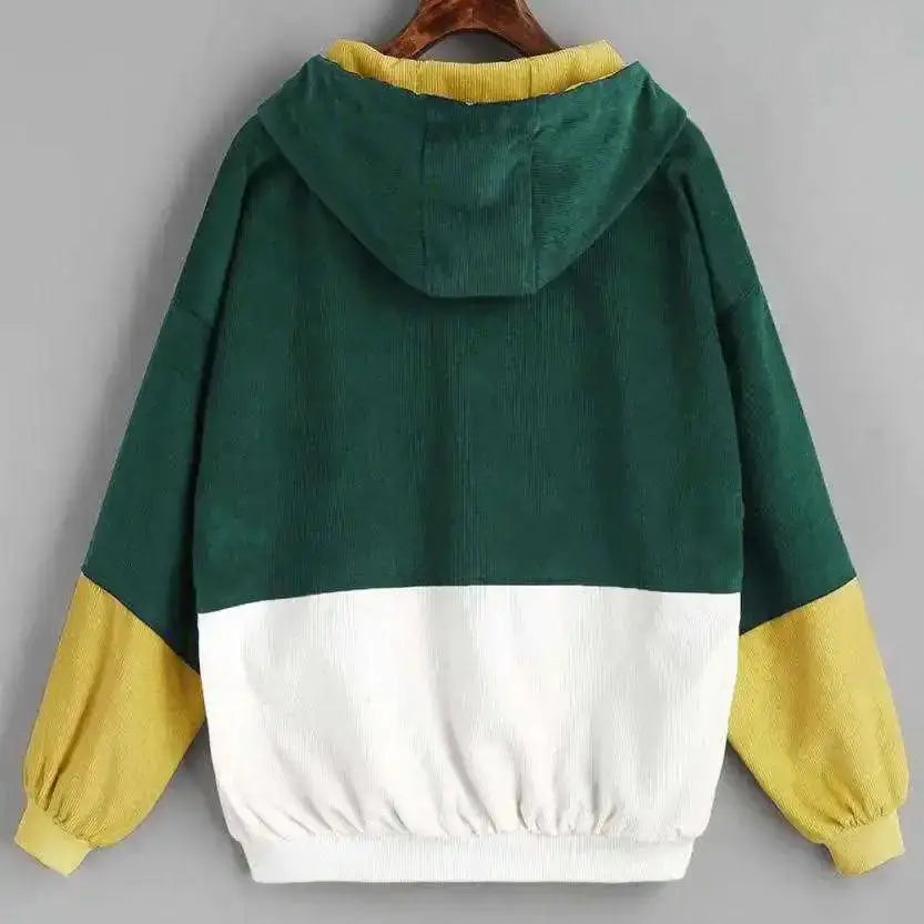 Unisex Oversized Corduroy Patchwork Jacket | Warm Retro Colorblock Coat for Autumn & Winter Hypes Inventory