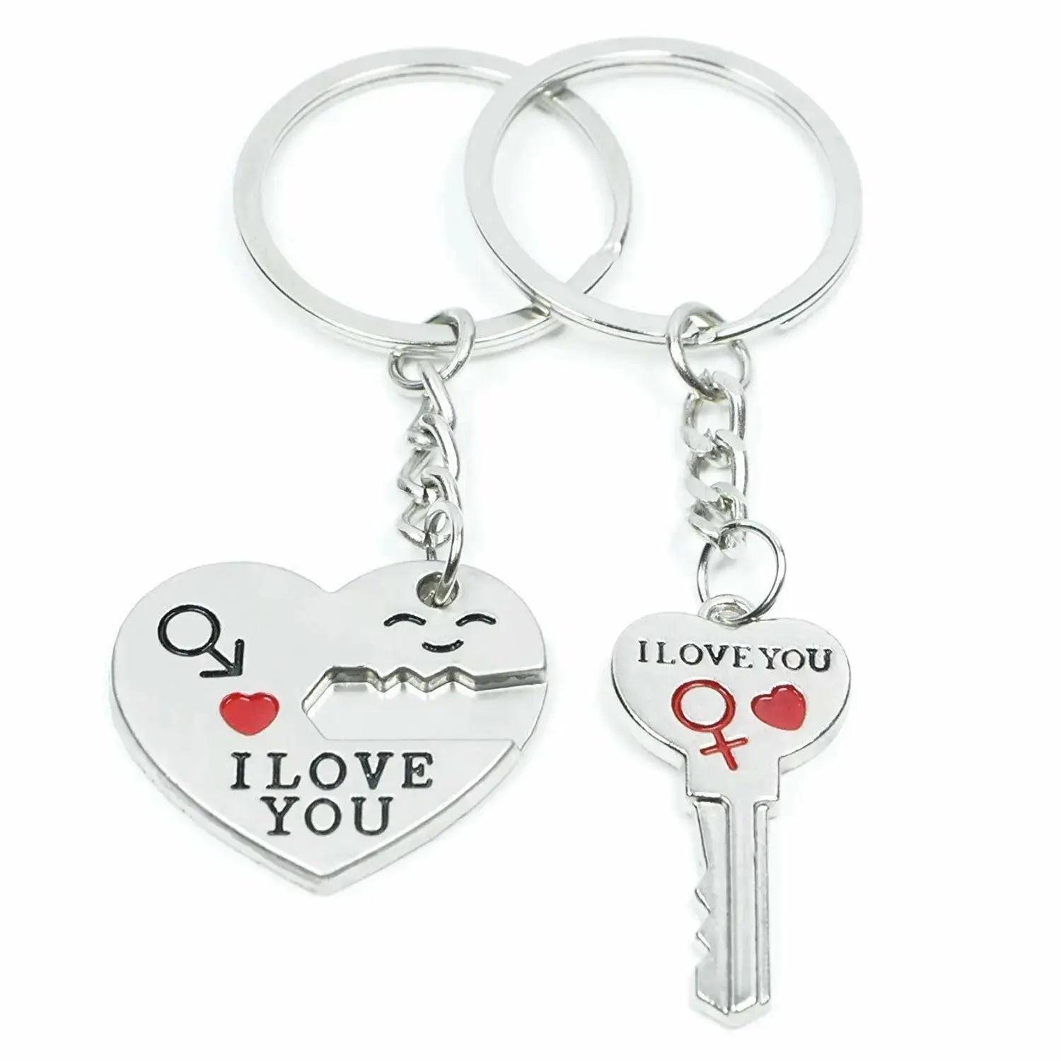 Matching couple heart keychains by Hypes Inventory, romantic love keyring set for boyfriend and girlfriend, perfect anniversary gift