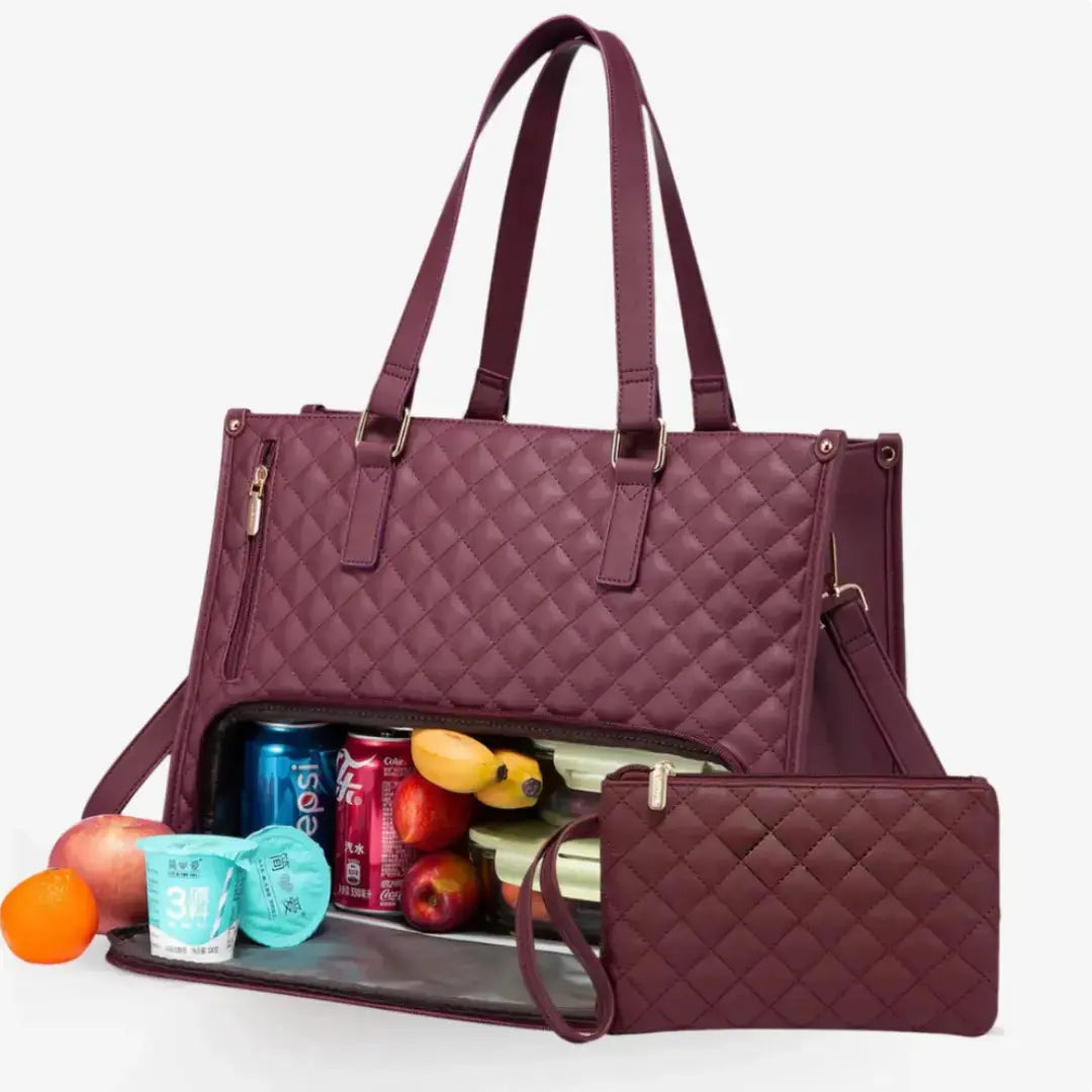 Hypes Inventory black 2-in-1 insulated lunch and laptop tote bag with stylish design, suitable for work and travel.