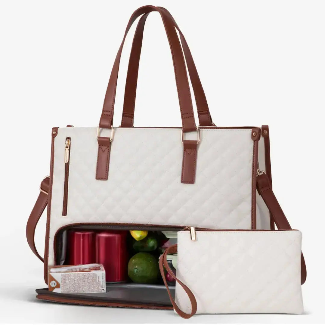 Hypes Inventory insulated 2-in-1 laptop tote bag in black, stylish work and travel lunch bag with spacious interior.
