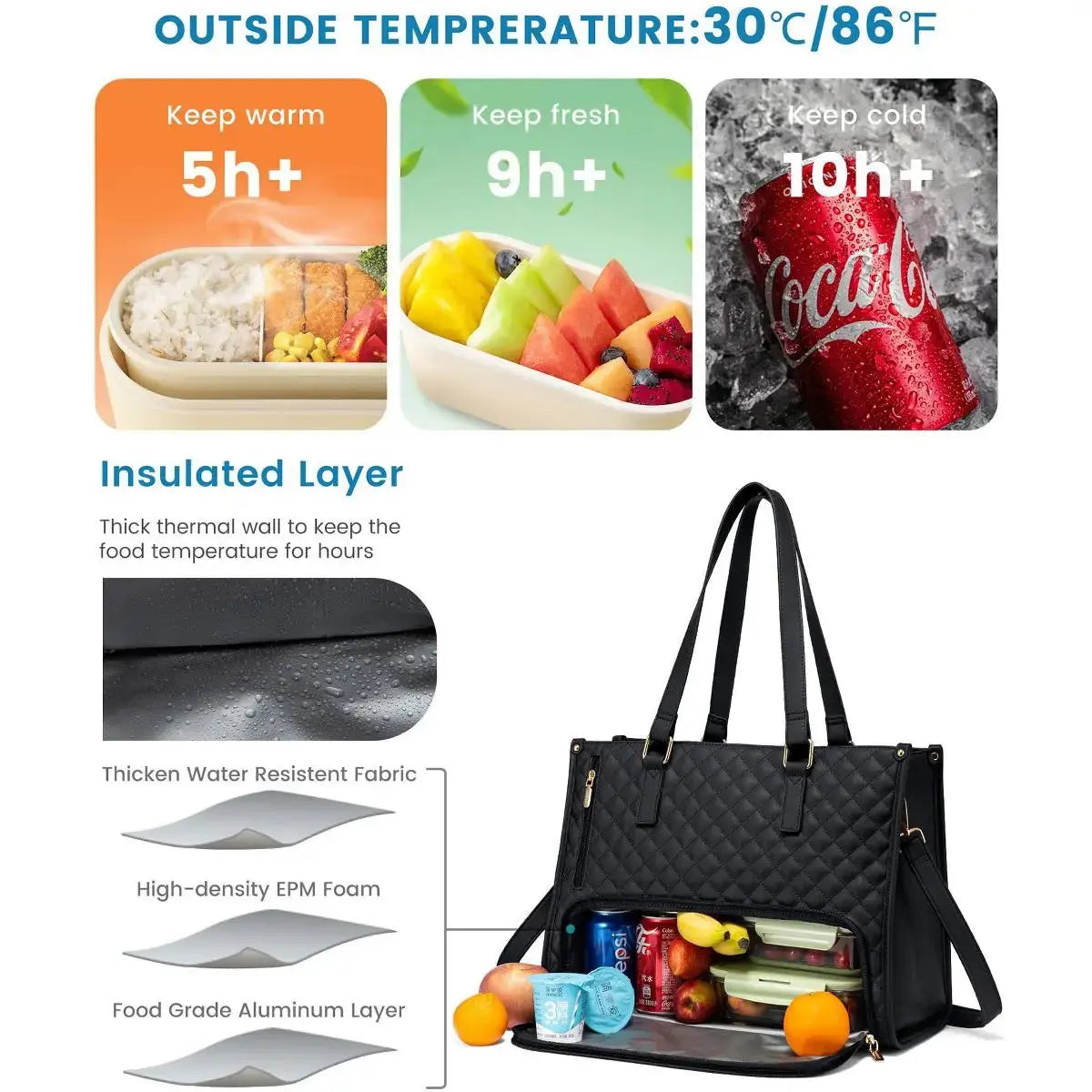 Hypes Inventory insulated laptop tote bag with insulated compartment, versatile 2-in-1 work and travel design, made for carrying laptops and lunch.