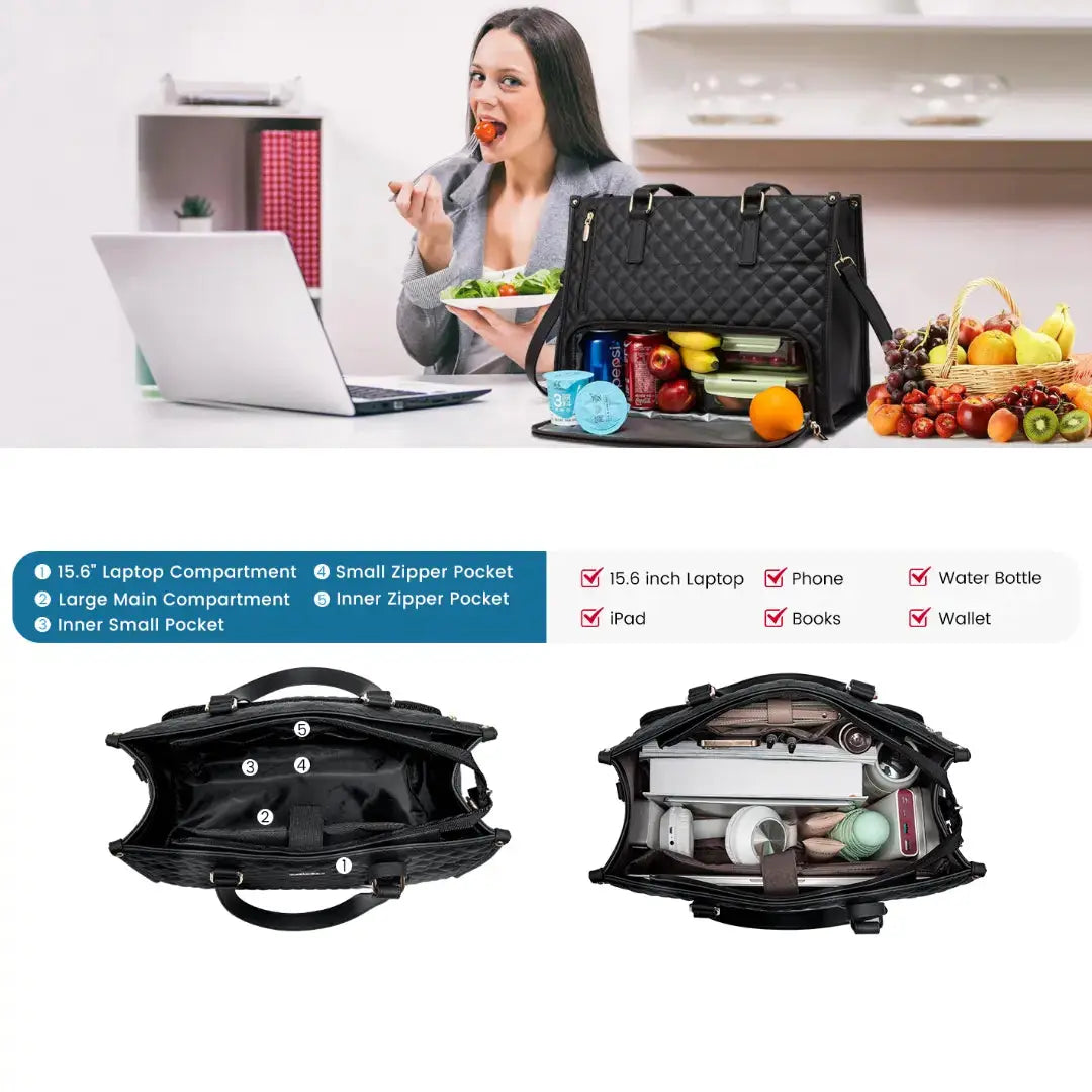 Hypes Inventory insulated laptop tote bag with a spacious compartment, designed for work and travel, featuring a sleek, modern look.